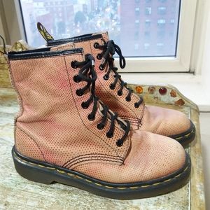 Vtg Dr Martens Pink Distressed Textured Boots 7